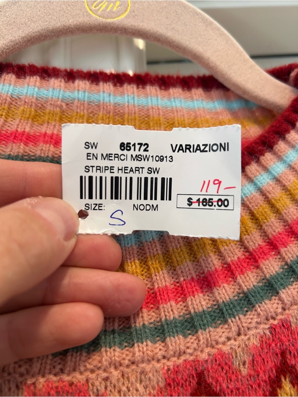 Heart Pattern Crewneck Sweater - Pink Multicolor - Picture 4 of 5